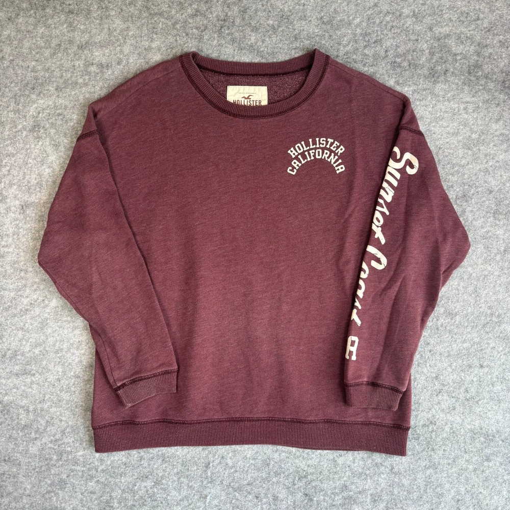 Hollister California Sunset Coast LA Graphic Sweatshirt Burgundy Maroon Mens M